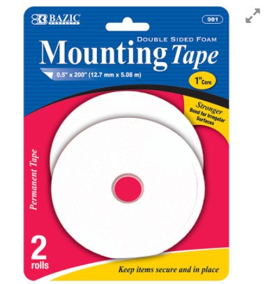 BAZIC Double Sided Foam Mounting Tape (2/Pack) (Product Of USA)