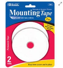 Load image into Gallery viewer, BAZIC Double Sided Foam Mounting Tape (2/Pack) (Product Of USA)
