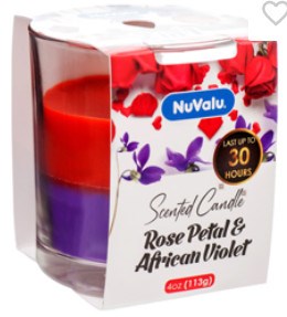 NUVALU - Glass Jar Candle Rose Petal & African Violet 4 Oz