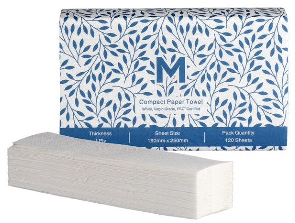 Compact Paper Towel - White, 1 Ply, 200mm x 250mm, FSC Mix® (2400)