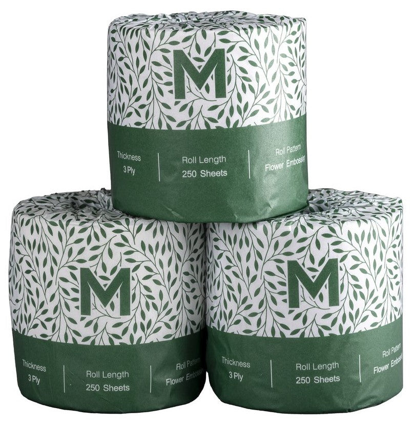 Recycled Wrapped Toilet Tissue Boxed - White, 3 Ply, 250 Sheets, FSC Recycled® (48)