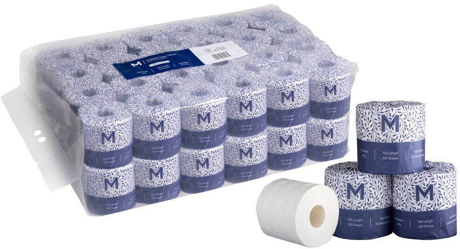 Wrapped Toilet Tissue Pack - White, 2 Ply, 400 Sheets, FSC Mix® (48) 