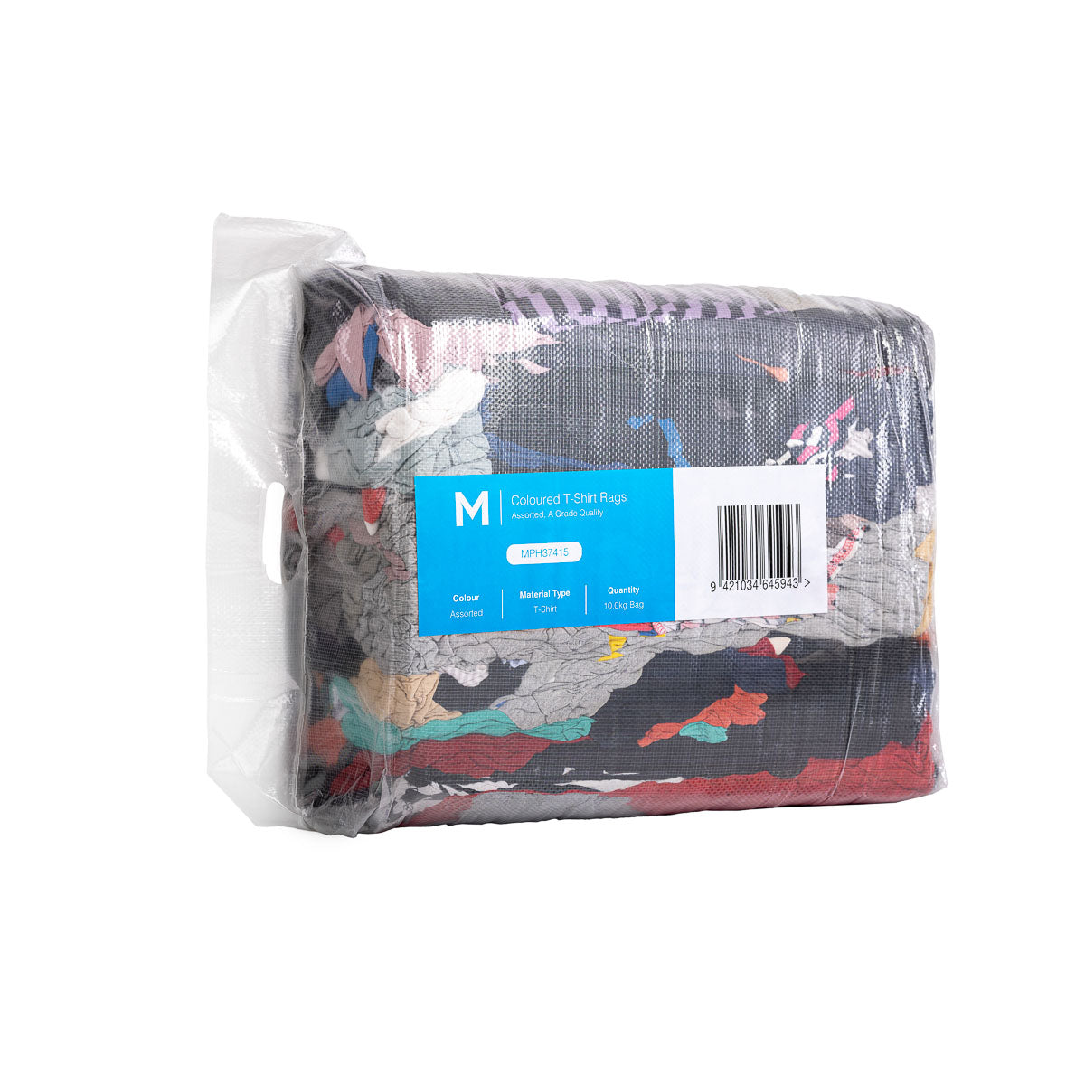 Coloured T-Shirt Rags - Assorted, 10.0kg Compressed Bag (1) *A Grade Quality         
