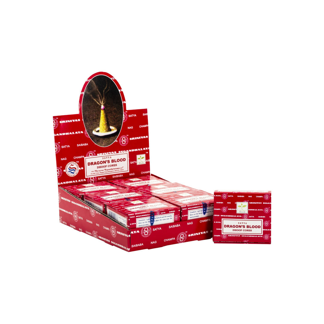 Satya Dhoop Cones Dragon's Blood – Box of 12 Packs