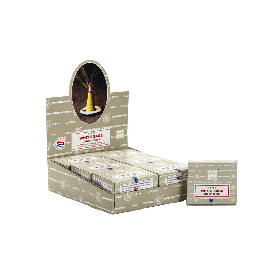 Satya Dhoop Cones White Sage – Box of 12 Packs
