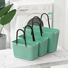 Load image into Gallery viewer, Linen patterns Green Shopping basket with handles - L
