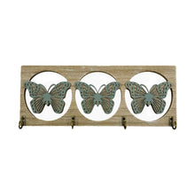 Load image into Gallery viewer, Wall Wood Key Holder With Hooks - Butterflies
