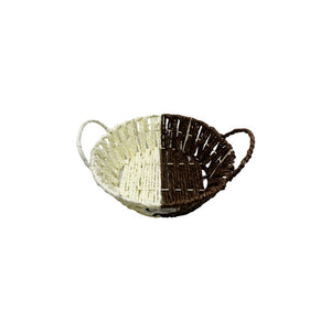 Handmade Paper Thread Basket With Handle - Round (S)