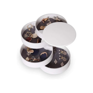 Rotating Round Jewellery box - 4 Tier White