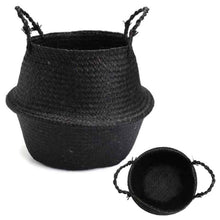 Load image into Gallery viewer, Flax/Seagrass Belly Basket Black
