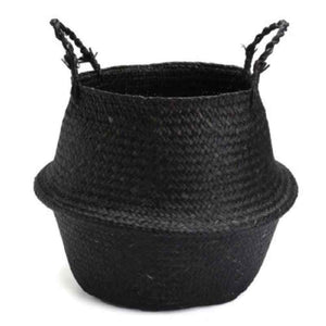 Flax/Seagrass Belly Basket Black