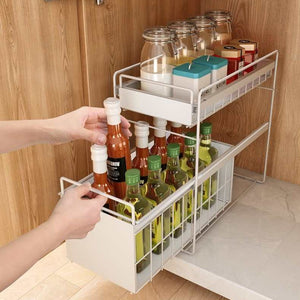 2 Tier Sink Rack Pullout Drawers
