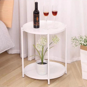 Round Side Table Metal - White