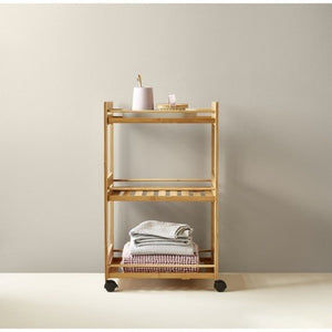 Bamboo 3-Tier Trolley with wheels