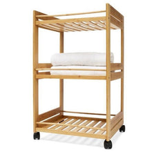 Load image into Gallery viewer, Bamboo 3-Tier Trolley with wheels
